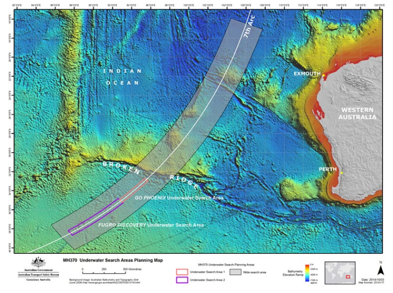 MH370 Underwater Search Areas Planning Map