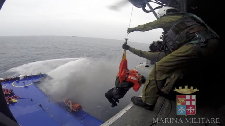 A passenger is airlifted to safety from the deck of the Norman Atlantic. (Reuters)