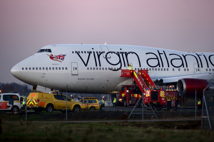 Flight VS43 after making an emergency landing at Glascow today (Getty)