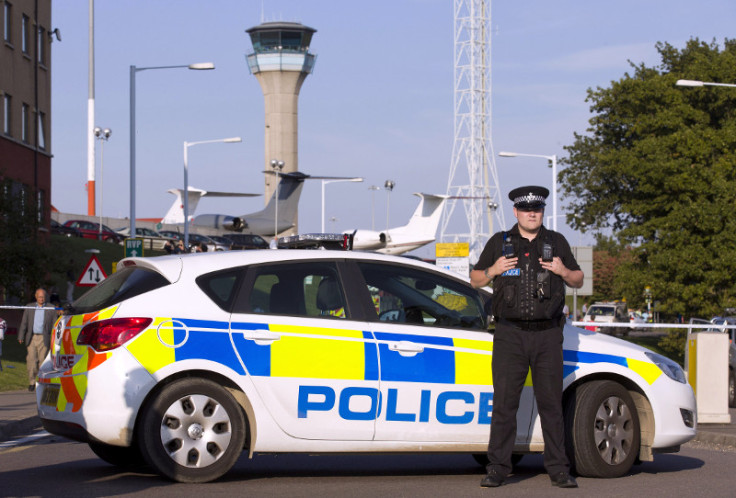 Police car outside London Luton Airport