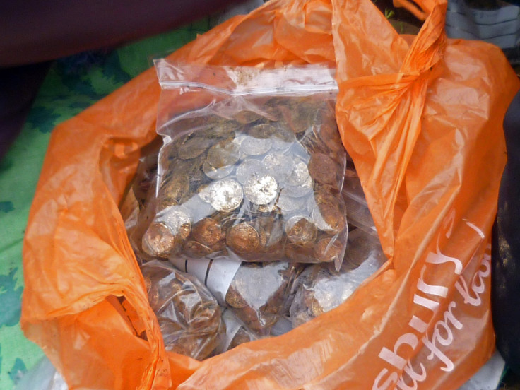 A total of 5,251 (and a half) silver Anglo Saxon coins were found. 500-600 coins were placed by the excavators into each polygrip bag A total of 5,251 (and a half) silver Anglo Saxon coins were found. 500-600 coins were placed by the excavators into each polygrip bag