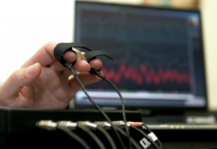 A computerized polygraph machine being used in a simulated situation on February 26, 2007 in Moscow, Russia
