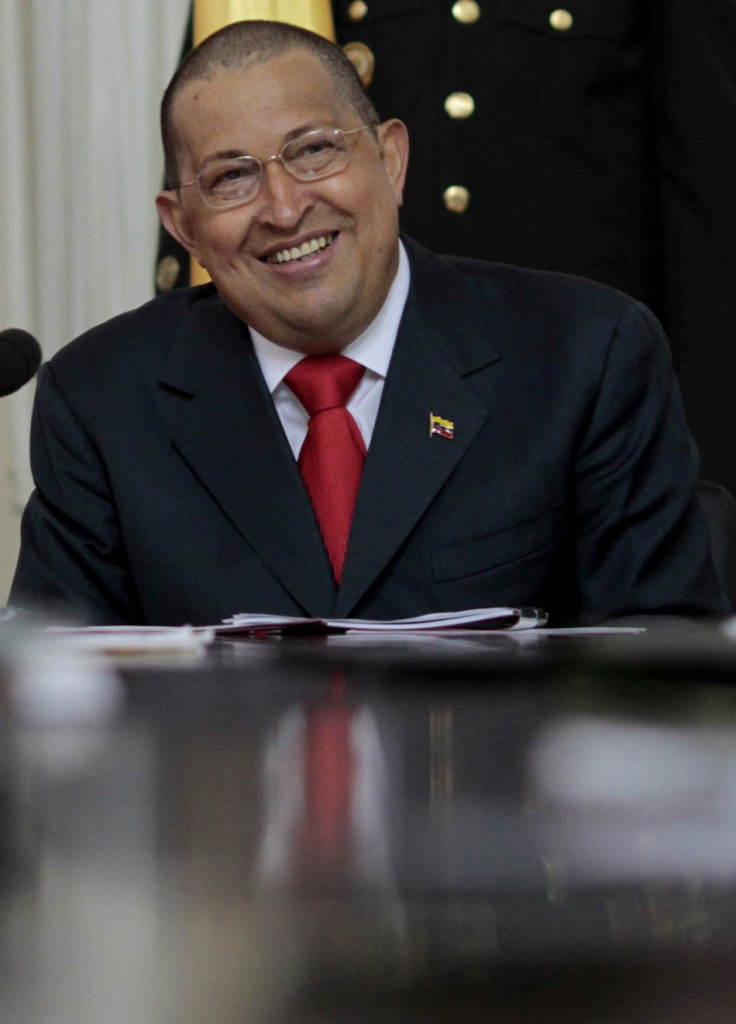 Venezuelan President Hugo Chavez appears with new hair cut due to his cancer treatment in Caracas