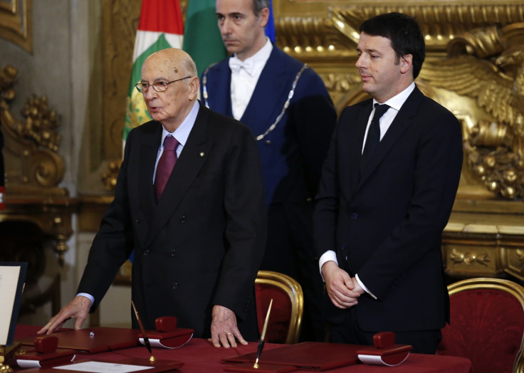 Italy's resigning President Giorgio Napolitano Prime Minister Matteo Renzi.