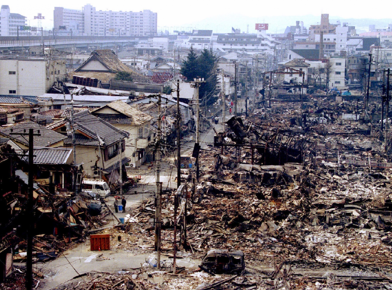 Image result for earthquake devastates the city of kobe, japan