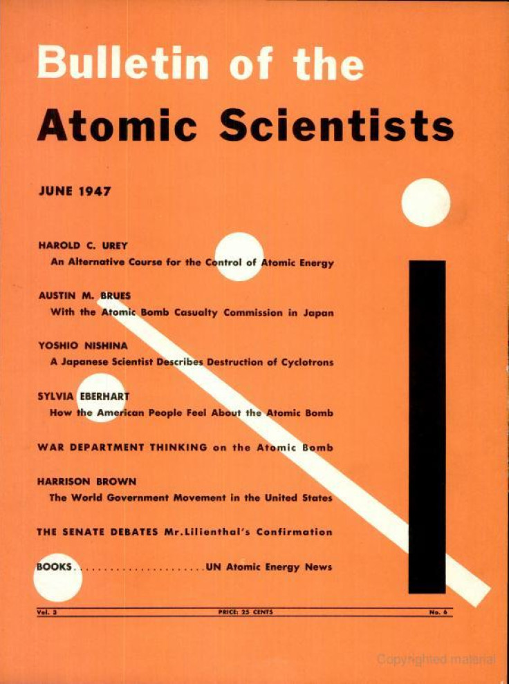 The June 1947 issue of the Bulletin of the Atomic Scientists, when the Doomsday Clock was featured for the first time