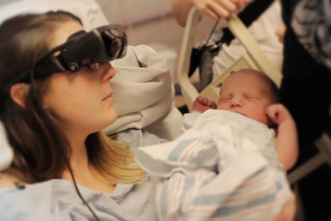 Blind woman sees her new baby for first time with special eyewear