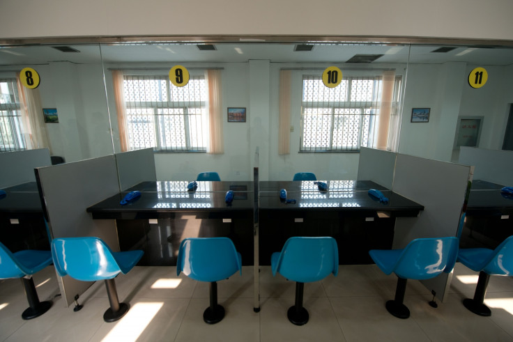 A vising room in a Chinese jail. A prisoner in  Heilongjiang province allegedly forced women to meet him in jail after blackmailing them with naked pictures. (Getty)