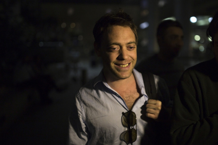 Damian Pachter, a journalist with the Buenos Aires Herald, is seen after landing at Ben Gurion International Airport near Tel Aviv