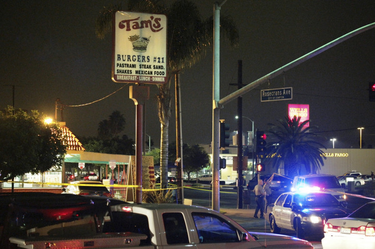 The scene of Thursday's hit and run in Compton, LA (Reuters)
