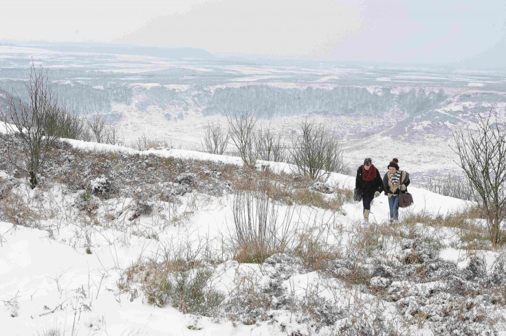 Snow-covered North York Moors near Pickering, northern England