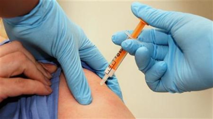 A patient is given a H1N1 swine flu vaccination at the University College London hospital
