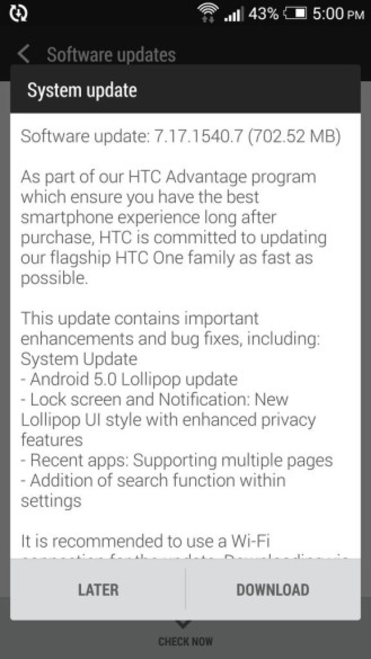 HTC One M7 Developer and Unlocked editions receiving Android 5.0.2 Lollipop with Sense 6 ROM