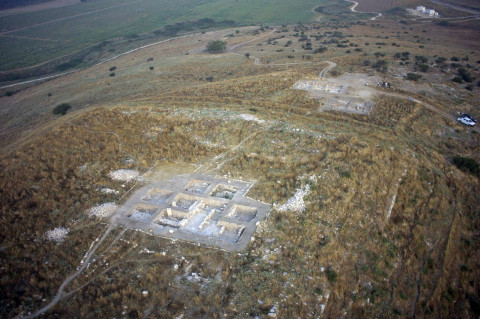 The site of Tel Burna in Shephelah, south-central Israel. Several different excavations are going on and archaeological remains are being found from many different periods