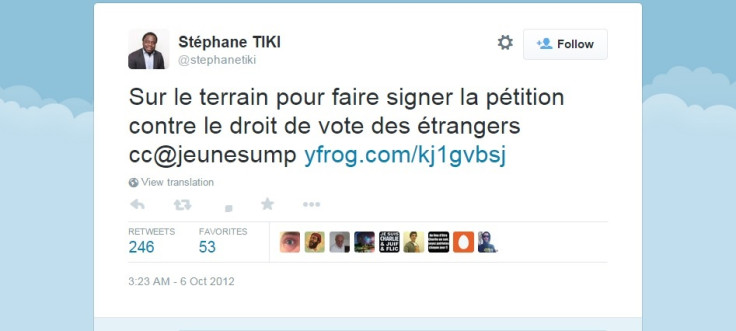 Stephane Tiki UMP Nicholas Sarkozy illegal immigration