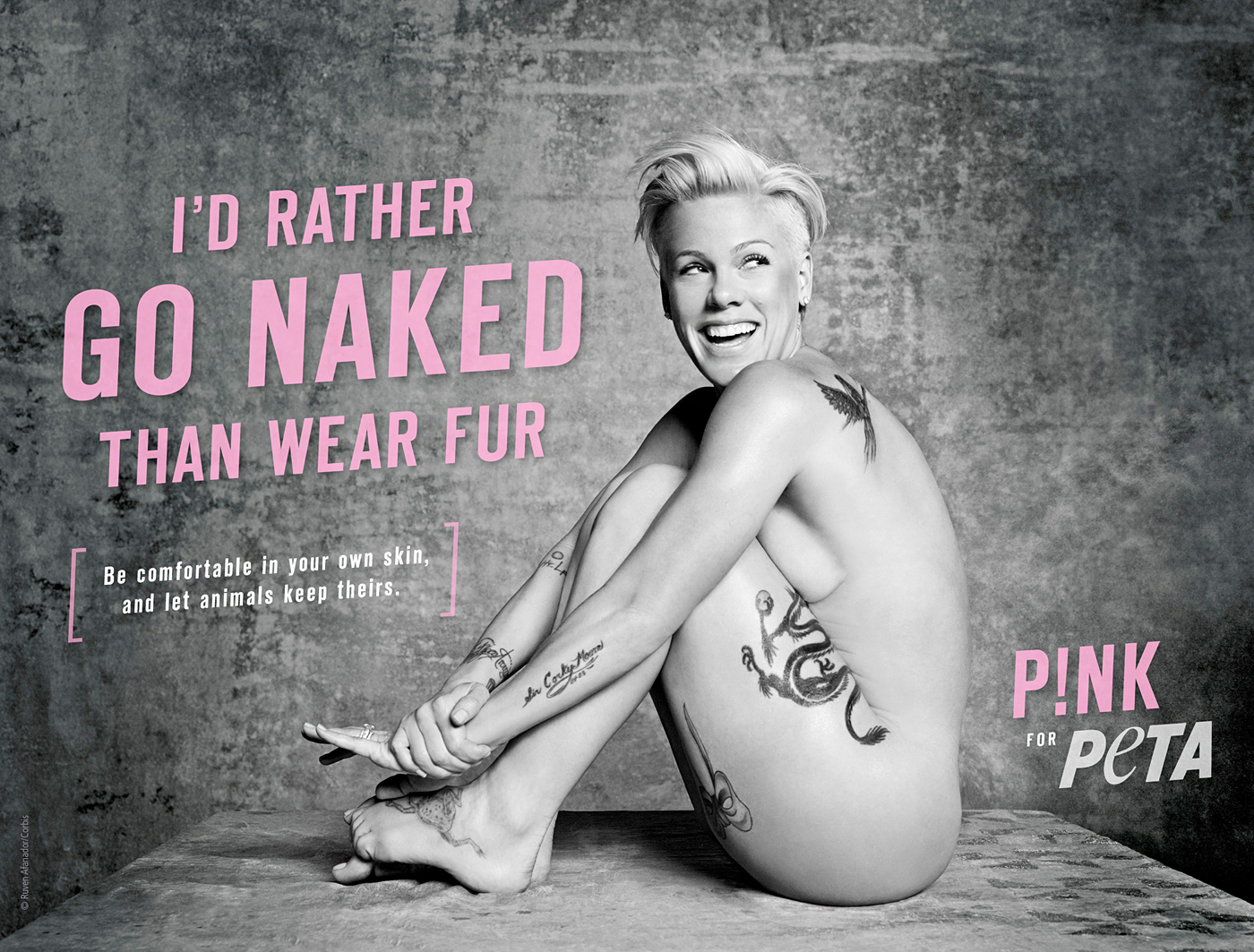 Pink goes nude: Give Me One Good Reason singer gets naked for Peta anti-fur...
