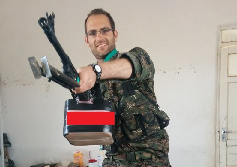 Former Young Conservative Baran Macer poses with heavy weapon in Syria