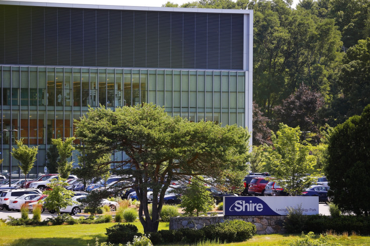 A sign sits in front of Shire's manufacturing facility in Lexington, Massachusetts