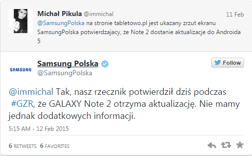 Samsung Poland confirms Android 5.0 Lollipop update for Galaxy Note 2 Samsung Poland confirms Android 5.0 Lollipop update for Galaxy Note 2