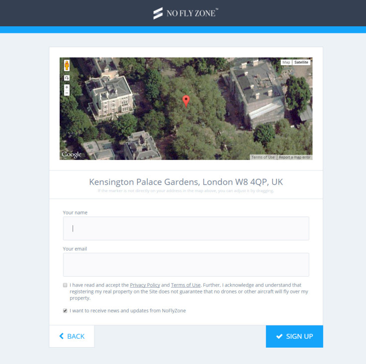 If you type your address into No Fly Zone, it comes up on Google Earth, and helicopter drone manufacturers can ban their UAVs from flying over the location