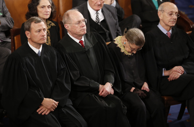 US Supreme Court Chief Justice Ruth Bader Ginsburg nods off as US President Barack Obama delivers his State of the Union speech