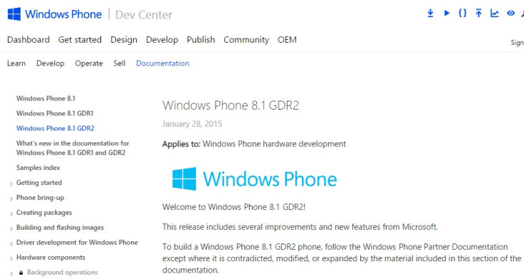 Windows Phone 8.1 GDR2 Windows Phone 8.1 GDR2
