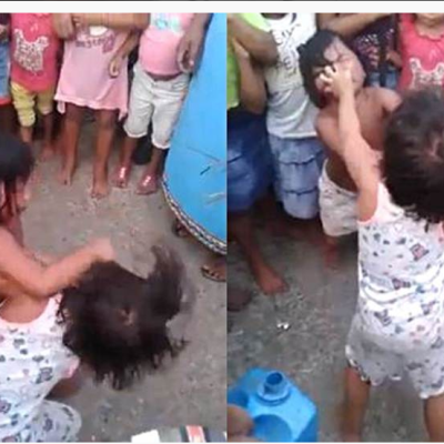 The viral video shows mothers encouraging two young girls to fight savagely
