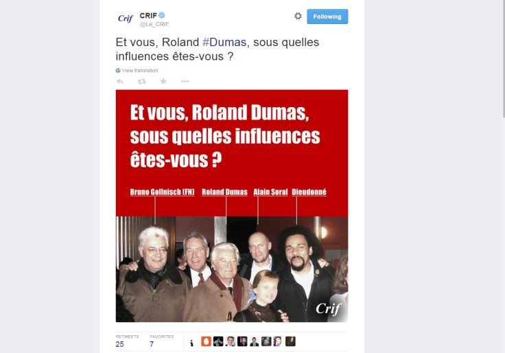 The picture was tweeted by the French Jewry's political umbrella organisation on Twitter The picture was tweeted by the French Jewry's political umbrella organisation on Twitter