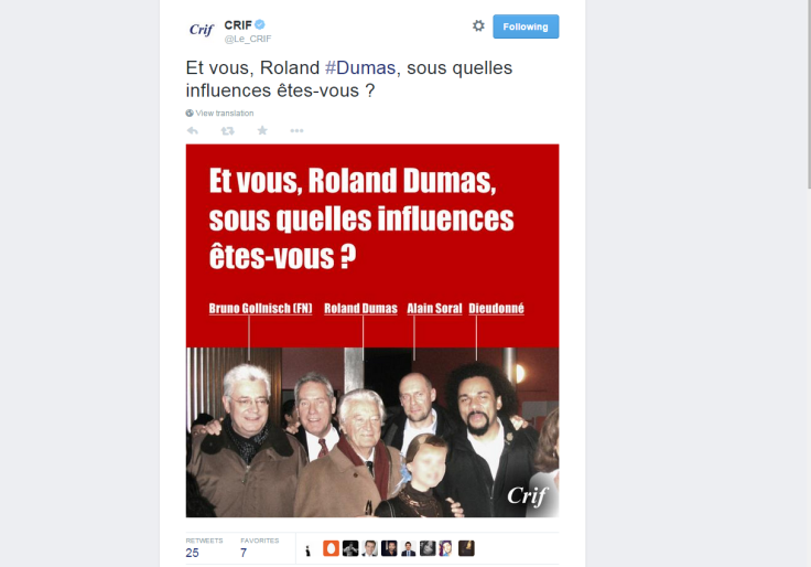 The picture was tweeted by the French Jewry's political umbrella organisation on Twitter