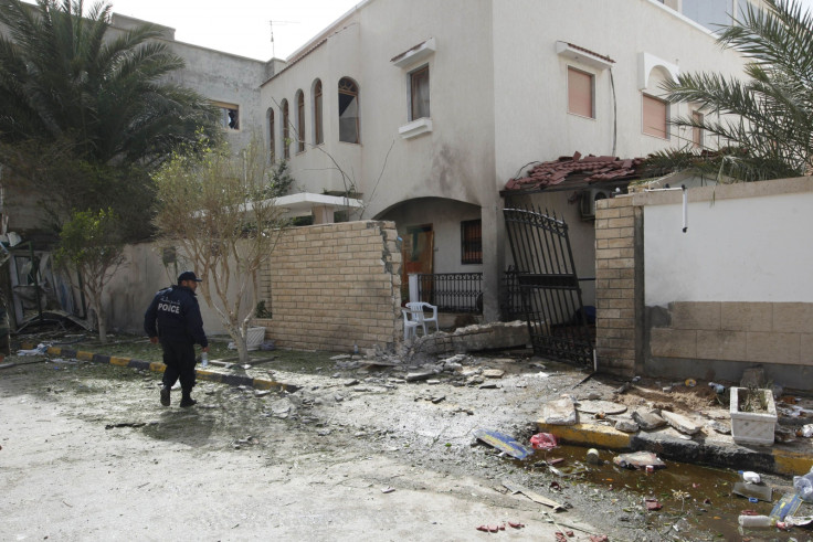 The damage caused by today's bomb attack on Iran's embassy in Tripoli, Libya. (Reuters)