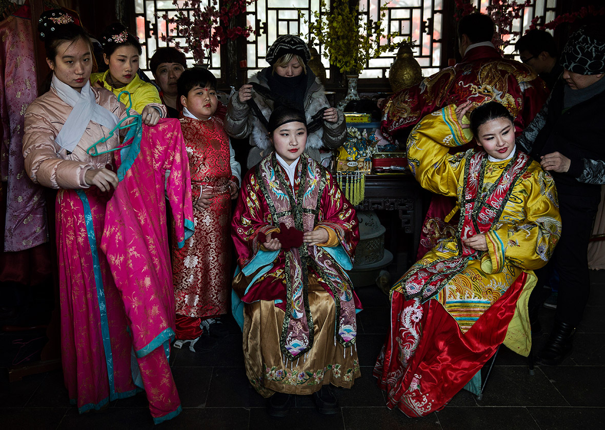 Chinese New Year Fireworks And Dragon Dances At Spring Festival Temple