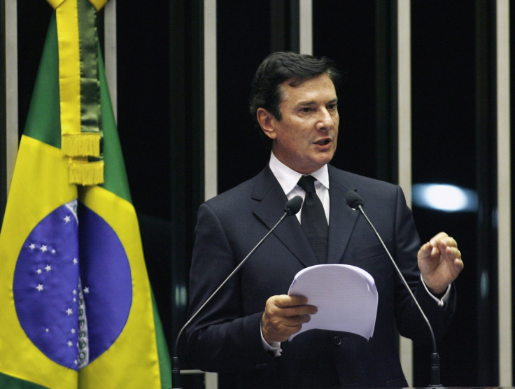 Brazil's former president Fernando Collor de Mello speaks at Federal Senate for the first time after becoming Senator in Brasilia March 15, 2007.