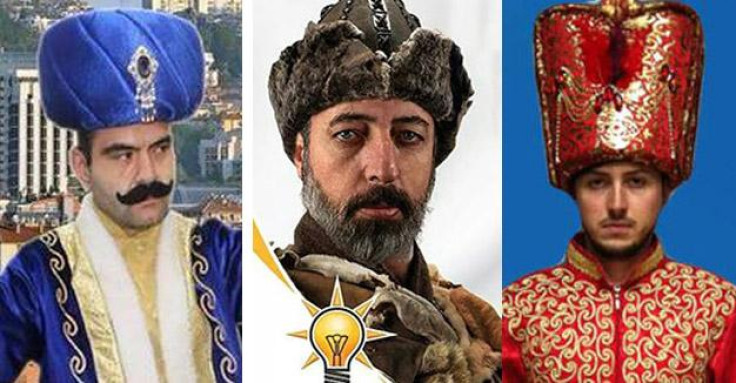 AKP party candidates in extravagant Ottoman costumes.