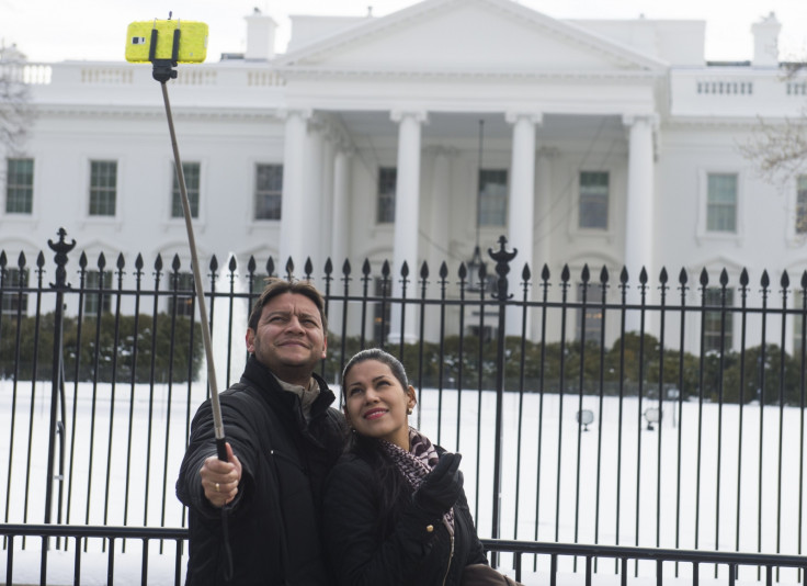 Tourists selfie stick