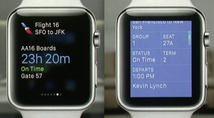 Plane boarding pass app for Apple Watch