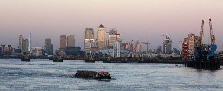 River Thames London financial district Canary Wharf