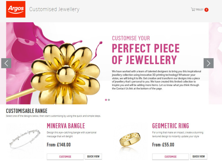 Argos is trialling 3D-printed jewellery