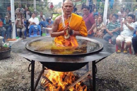 Buddhist monk captured meditating in