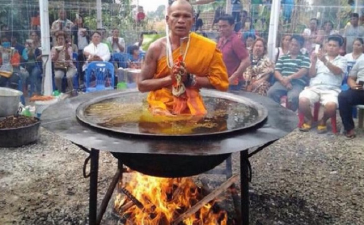 Buddhist monk captured meditating in
