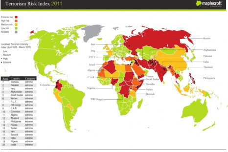 Maplecroft Terrorism Risk Index Map