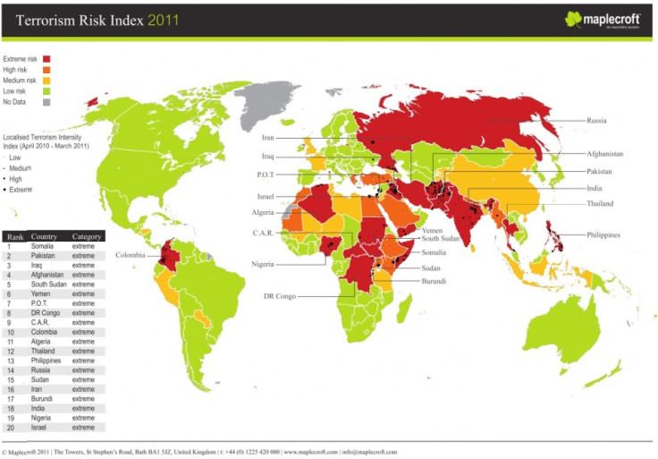Maplecroft Terrorism Risk Index Map