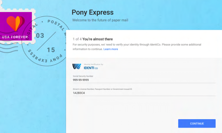 Pony Express: Signing up process