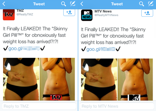 twitter diet pill spam symantec