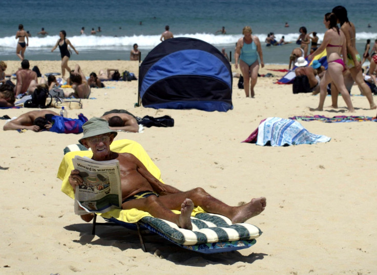 Elderly man sunbathing