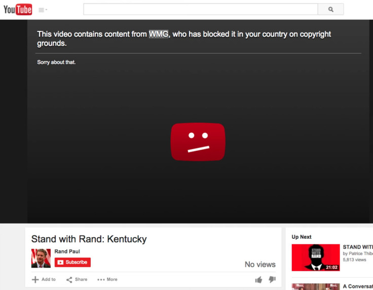 Rand Paul's video taken down by Youtube