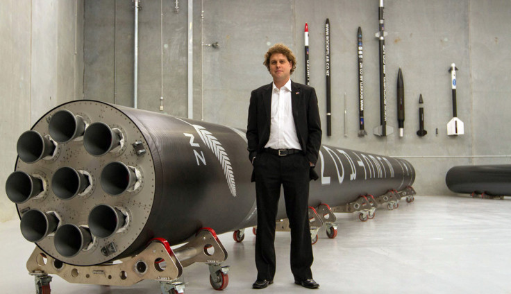 Rocket Lab CEO with the Electron rocket