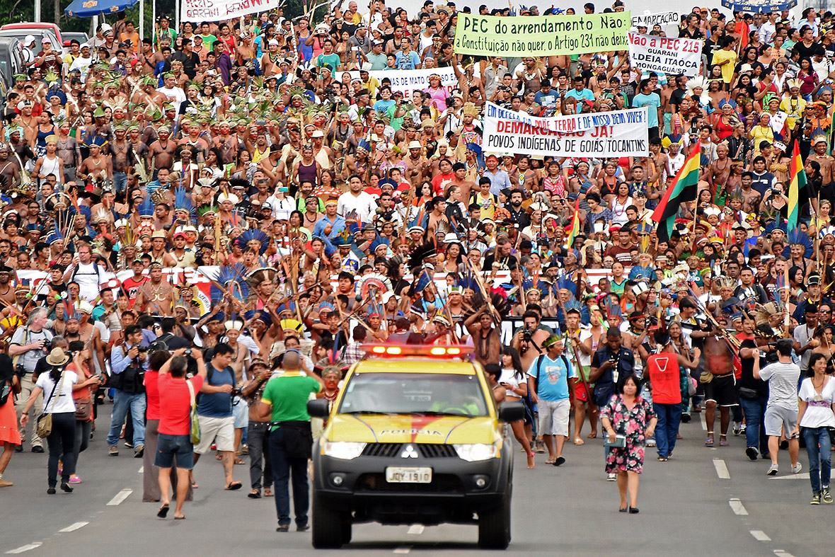 Brazil Indigenous People Set Up Protest Camp Outside Government Offices In Brasilia To Demand