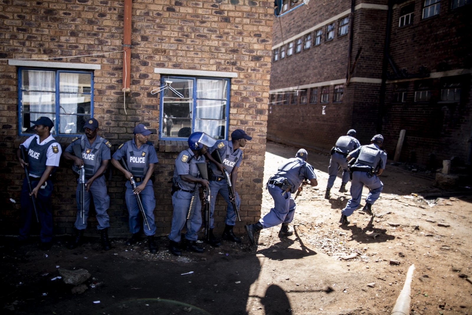 Riot police in Johannesburg