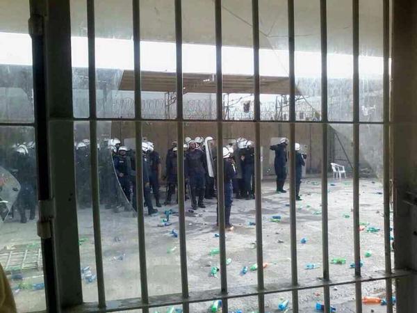 Riot police in Jaw prison