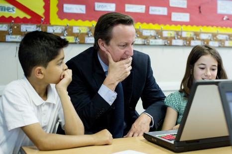 David Cameron with a computer